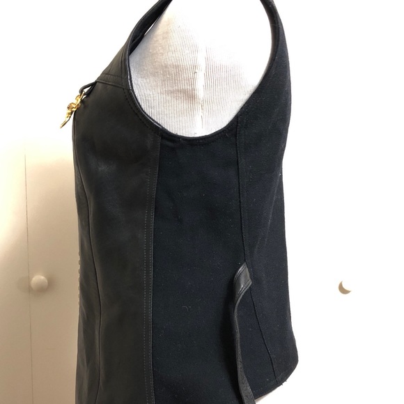 Vintage leather chain zipper rams head vest size 4 - Picture 3 of 8